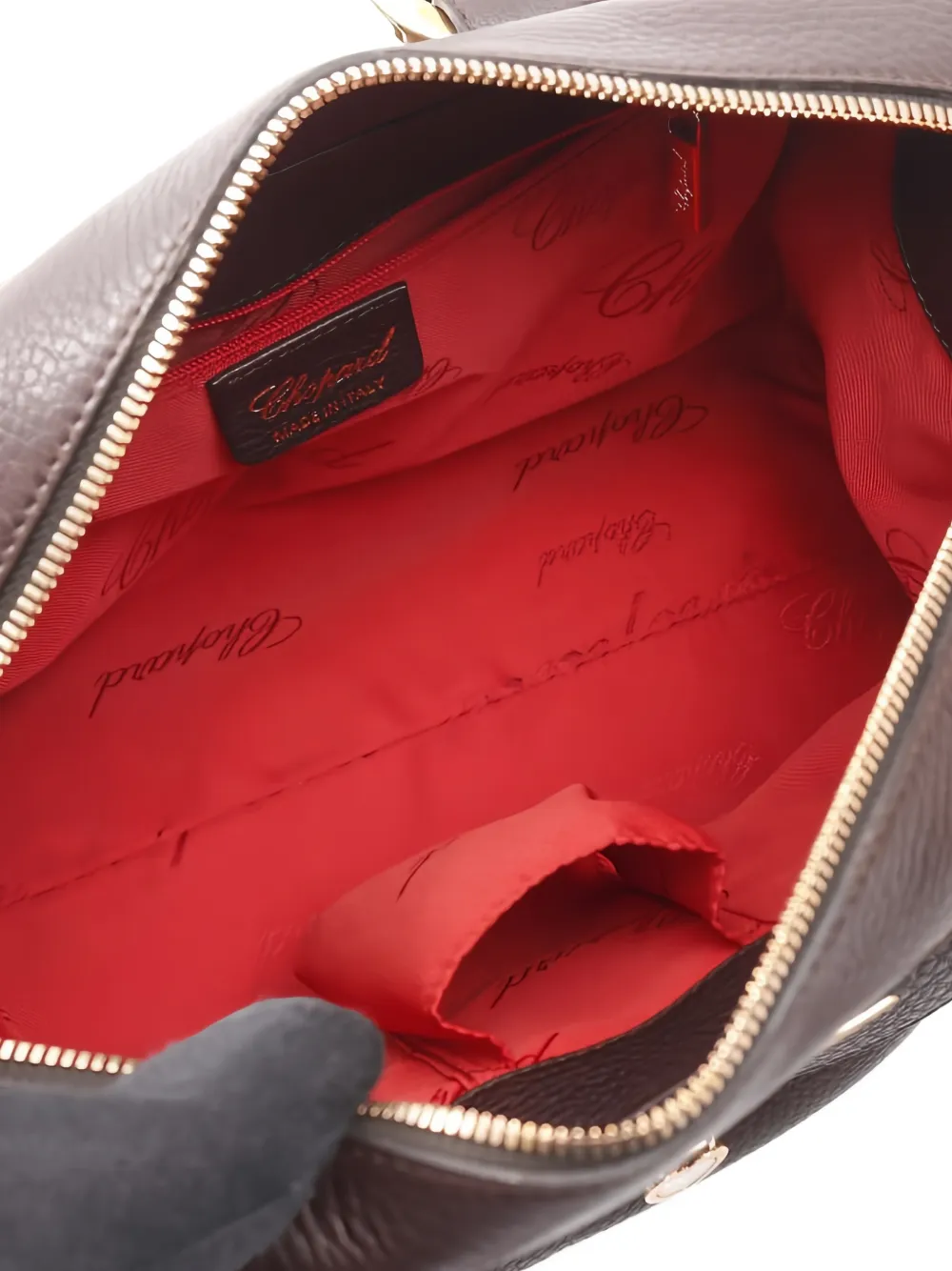 Pre-owned Chopard 2000s Leather Heart Lock Tote Bag In Brown