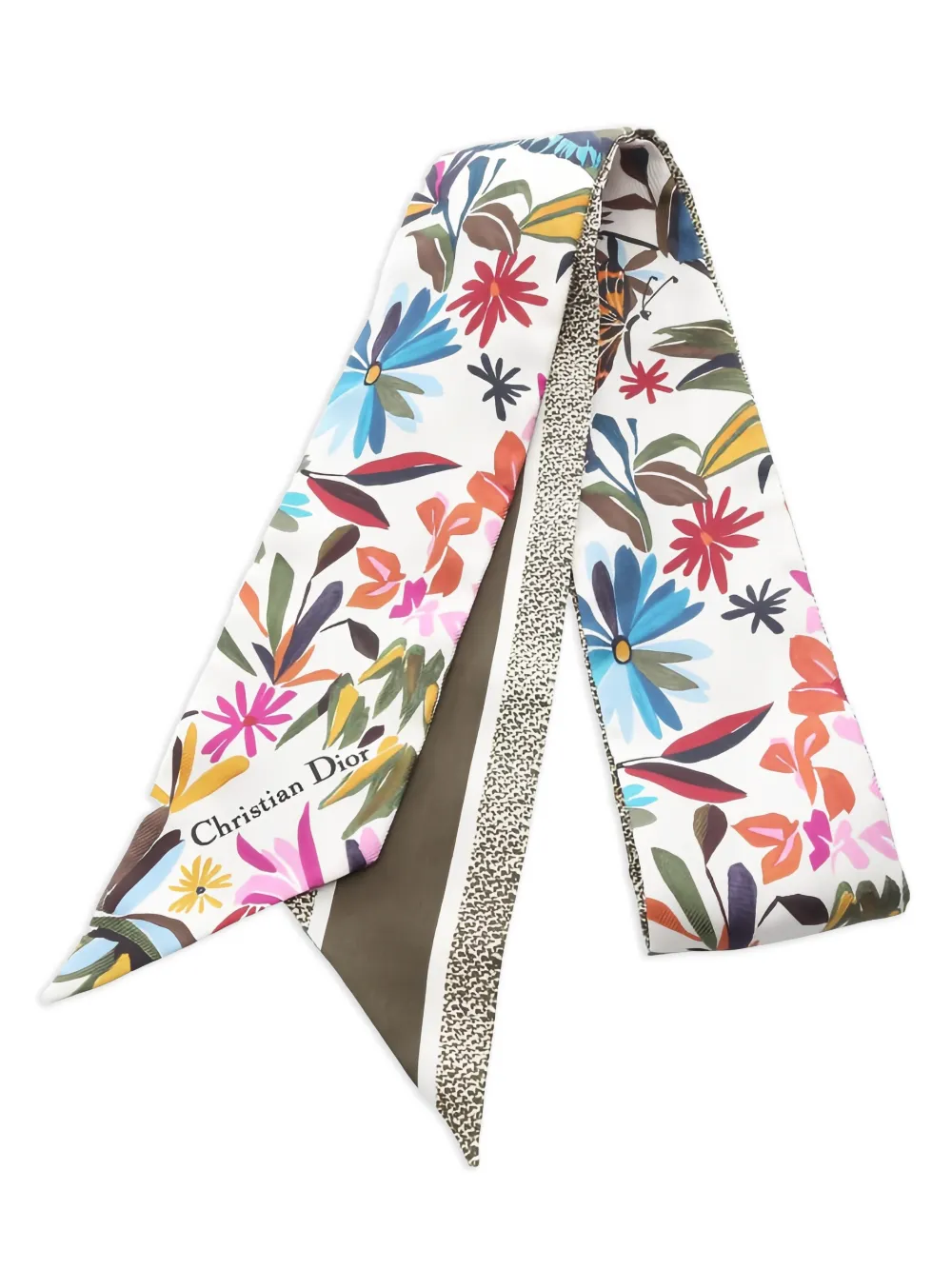 Christian Dior Pre-Owned 10s Mitzah floral ribbon scarf - ホワイト Christian Dior Pre-Owned 10s Mitzah floral ribbon scarf - ホワイト