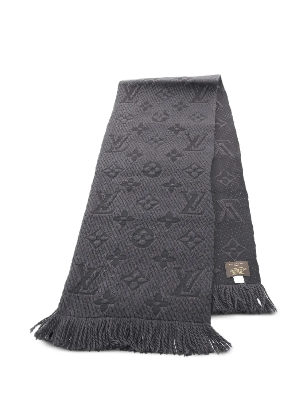 Louis Vuitton Pre-Owned 2016 logomania fringed scarf | Grey | Image 1