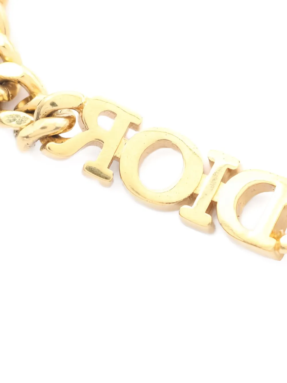 DIOR Pre-owned 2010s Rhinestone Logo-detail Bracelet In Gold