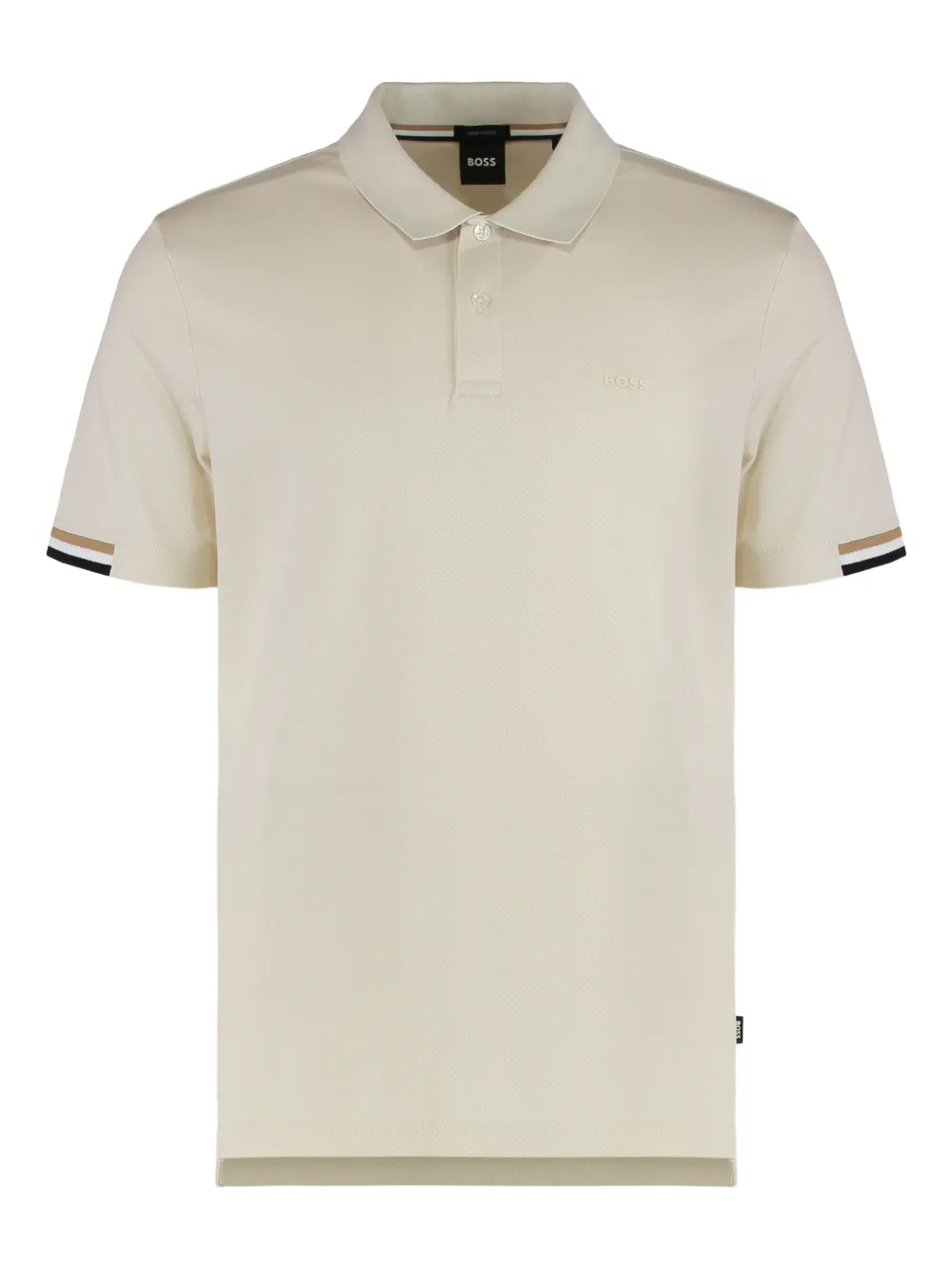 Hugo Boss Casual Short Sleeve Polo With Ribbed Cuffs In Neutral