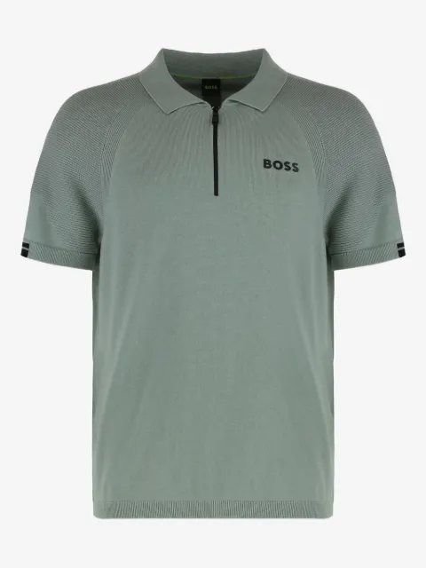 BOSS 罗纹袖口拉链开合polo衫