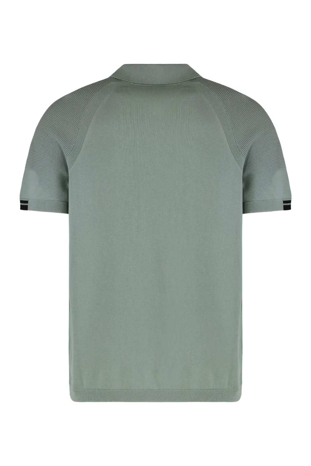 BOSS ribbed-cuffs zip-fastening polo shirt - Groen