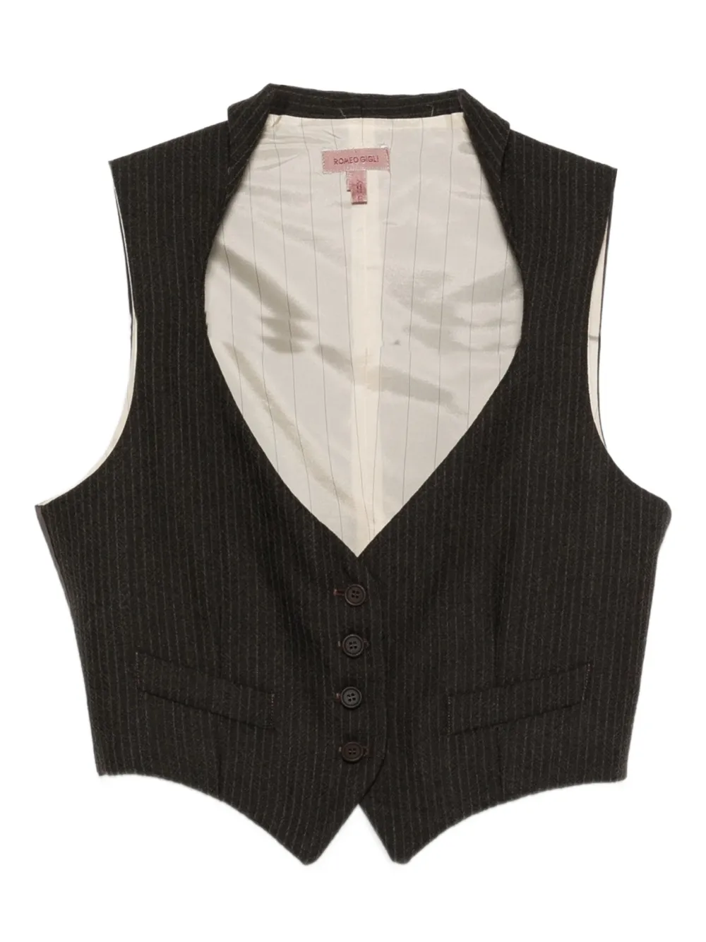 Romeo Gigli Pre-Owned pinstripe button vest | Brown | Image 1