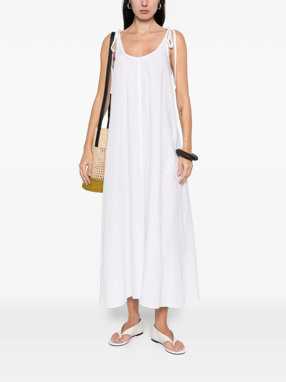 ANINE BING tie-strap midi dress - Wit