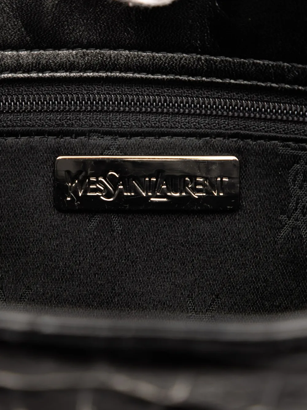 SAINT LAURENT Pre-owned 2000-2012 Crocodile Embossed Leather Chain Handbag In Black