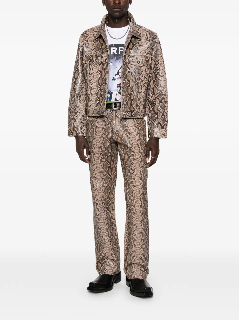 MIDNIGHT RODEO  "1968" buttoned snakeskin-print jacket | Leather Jackets | Image 2