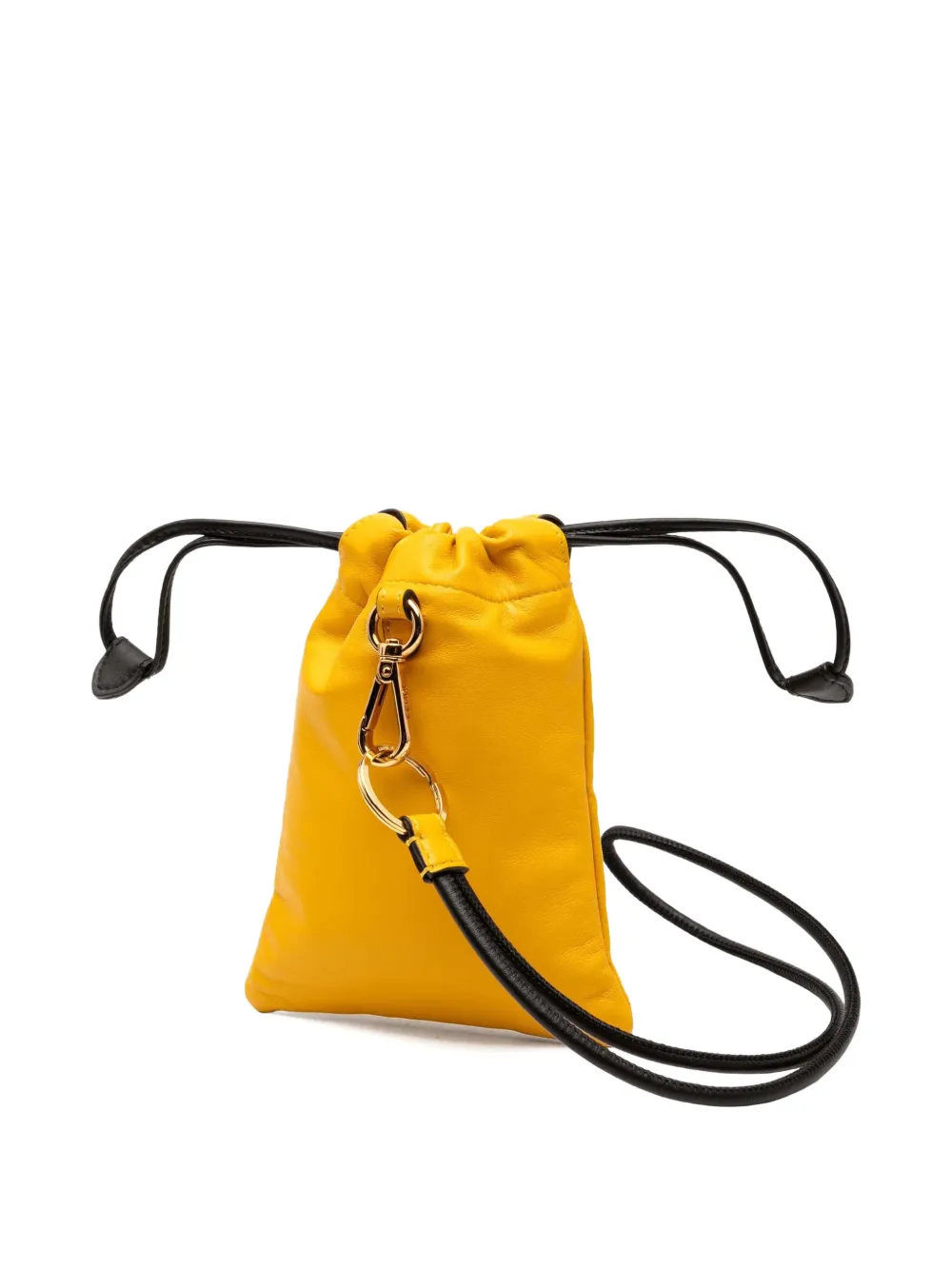 Pre-owned Fendi 2000-2010 Mini Nappa Drawstring Pouch In Yellow