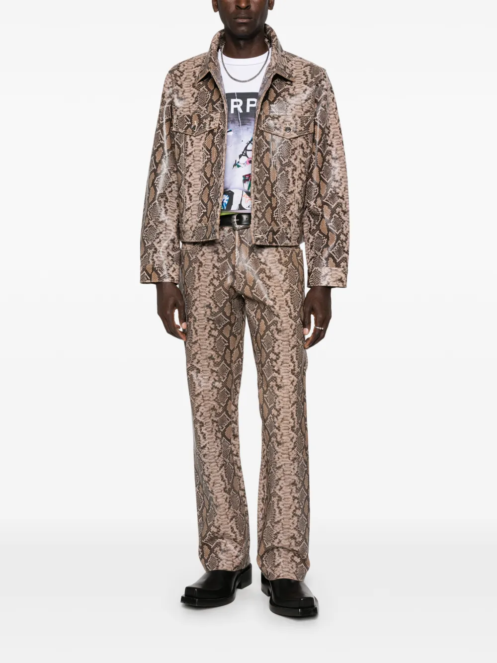 MIDNIGHT RODEO 1968 snakeskin print trousers - Bruin