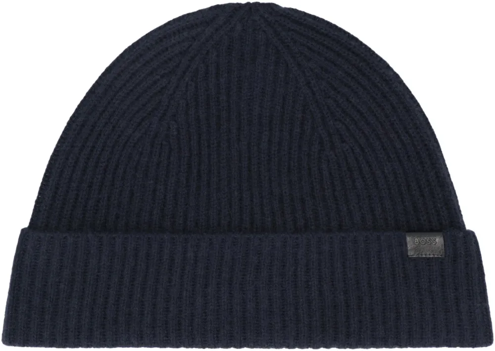 BOSS ribbed beanie hat | azul | Image 1