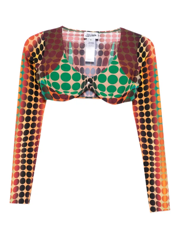 Jean Paul GAULTIER 長袖カットソー 女性像 × ポルカドット Jean Paul Gaultier Polka Dot Top | Orange | FARFETCH