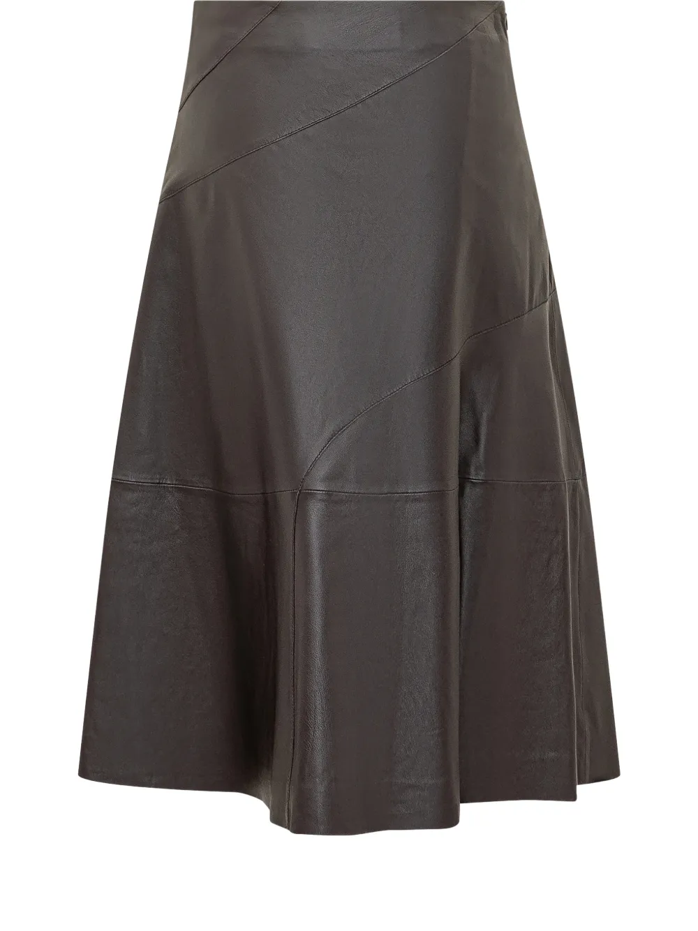 Hugo Boss Sevani Panelled Leather Midi Skirt In Brown