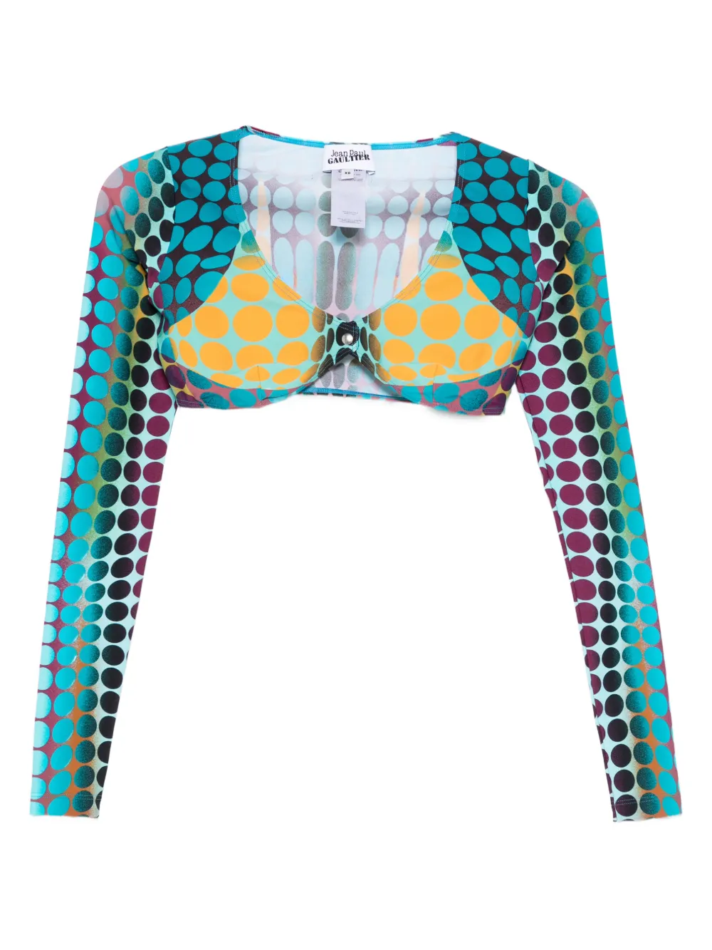 Jean Paul Gaultier Long-sleeve Polka Dot Top In Blue