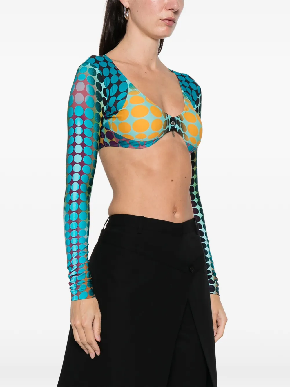 Jean Paul Gaultier Long-sleeve Polka Dot Top In Blue