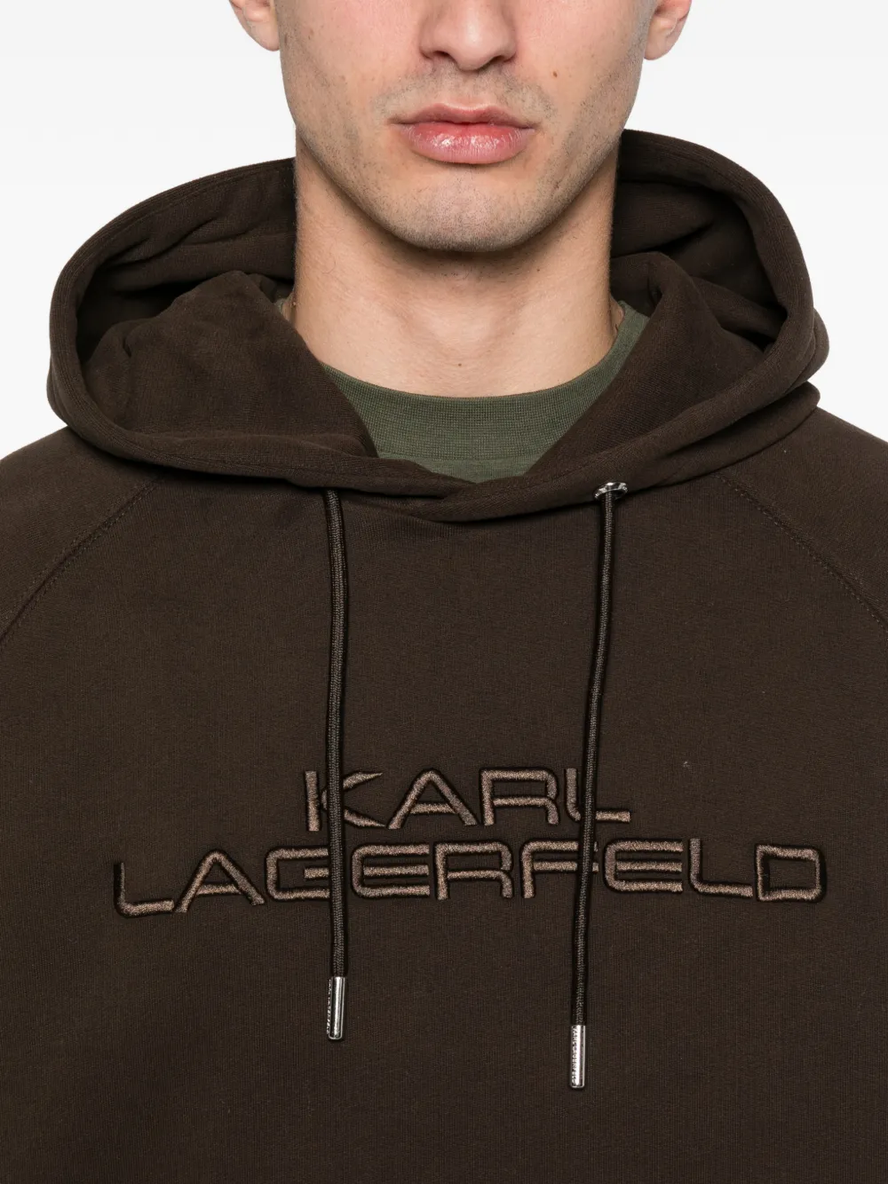 Karl Lagerfeld Hoodie met geborduurd logo Bruin