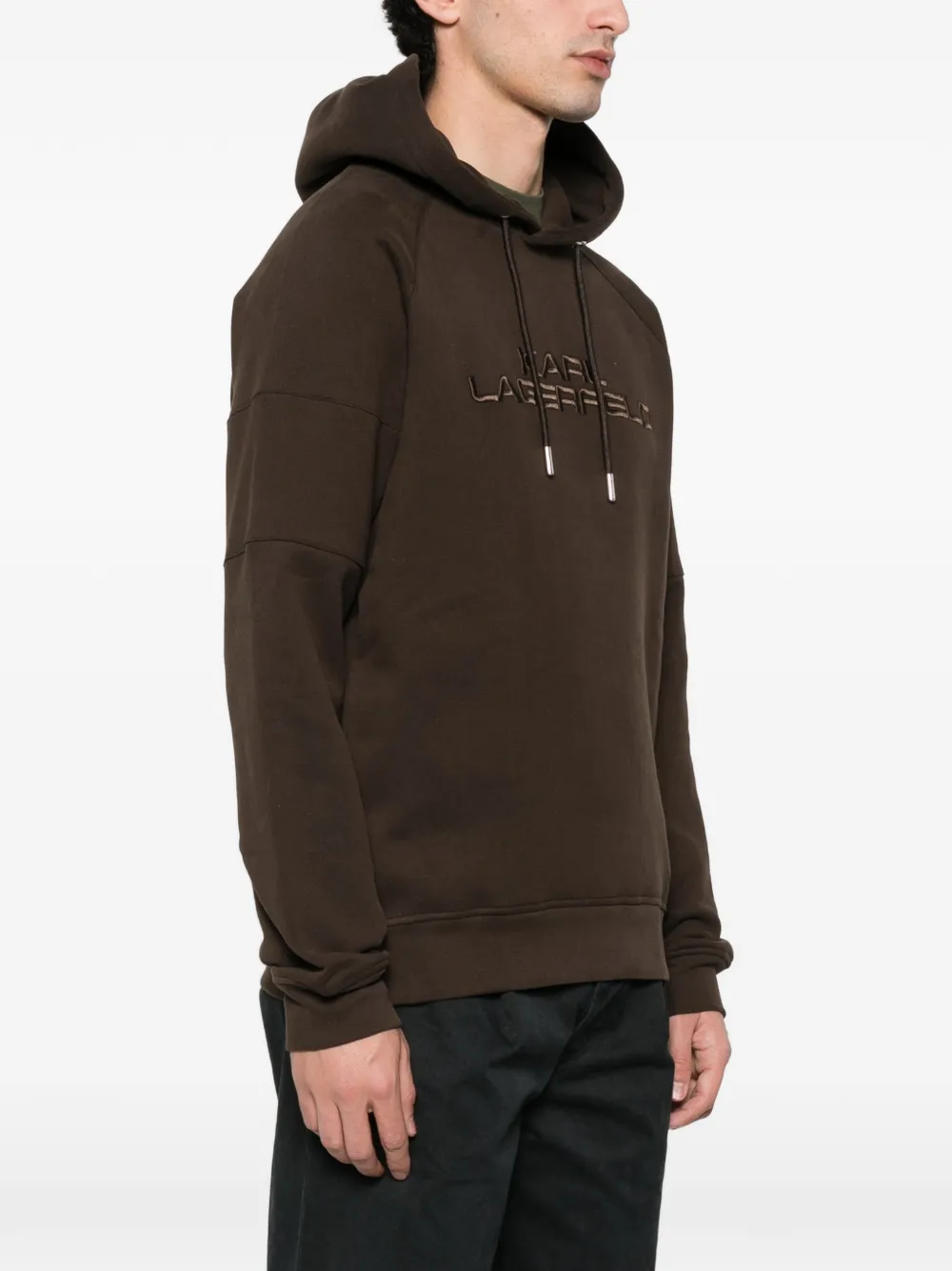 Karl Lagerfeld Hoodie met geborduurd logo Bruin