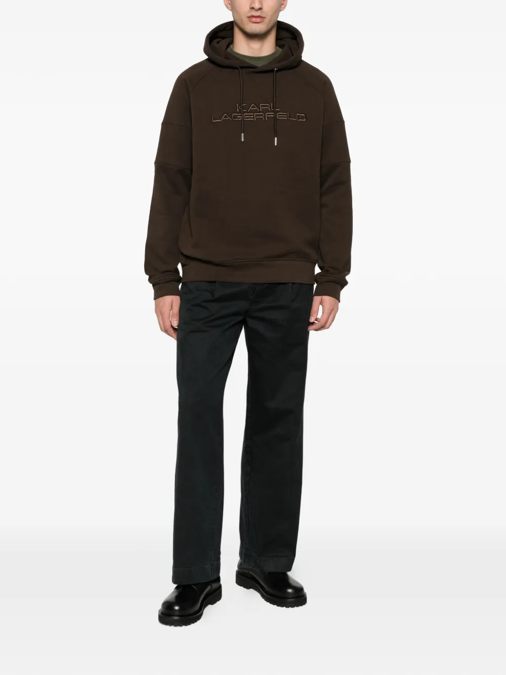 Karl Lagerfeld Hoodie met geborduurd logo Bruin