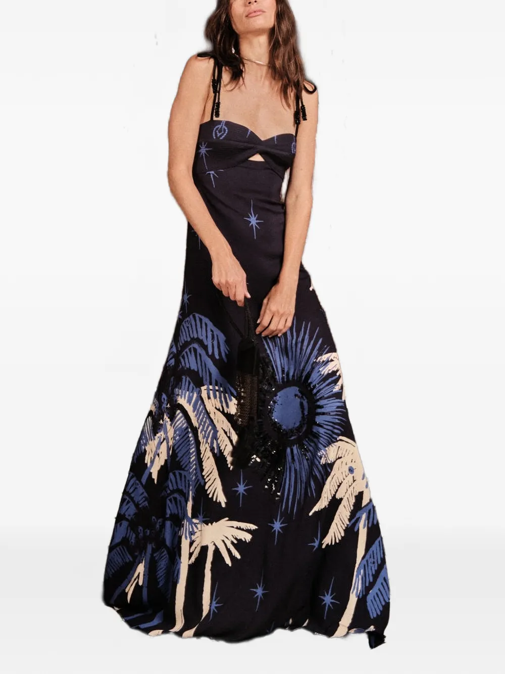 Johanna Ortiz Dancing With The Shadows tie-strap printed dress Blauw