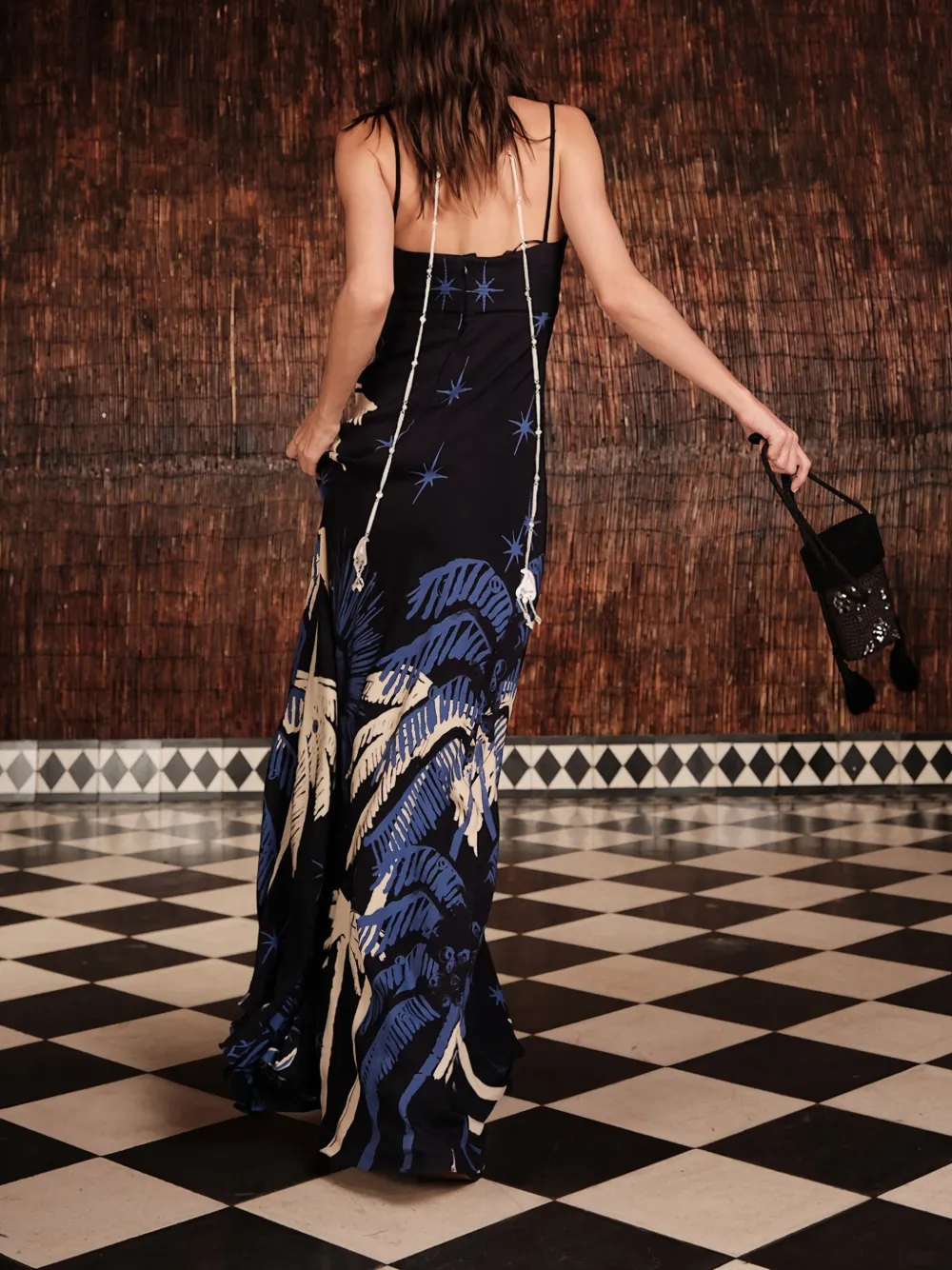 Johanna Ortiz Dancing With The Shadows tie-strap printed dress Blauw