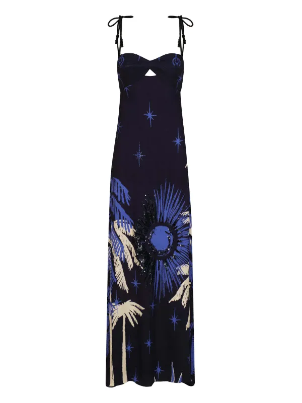 Johanna Ortiz Dancing With The Shadows Printed Dress - Blue