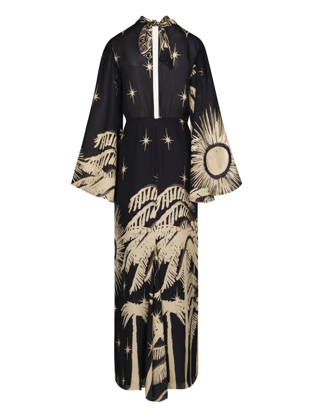 Johanna Ortiz Primera Vez Flared-sleeve Printed Dress In Black