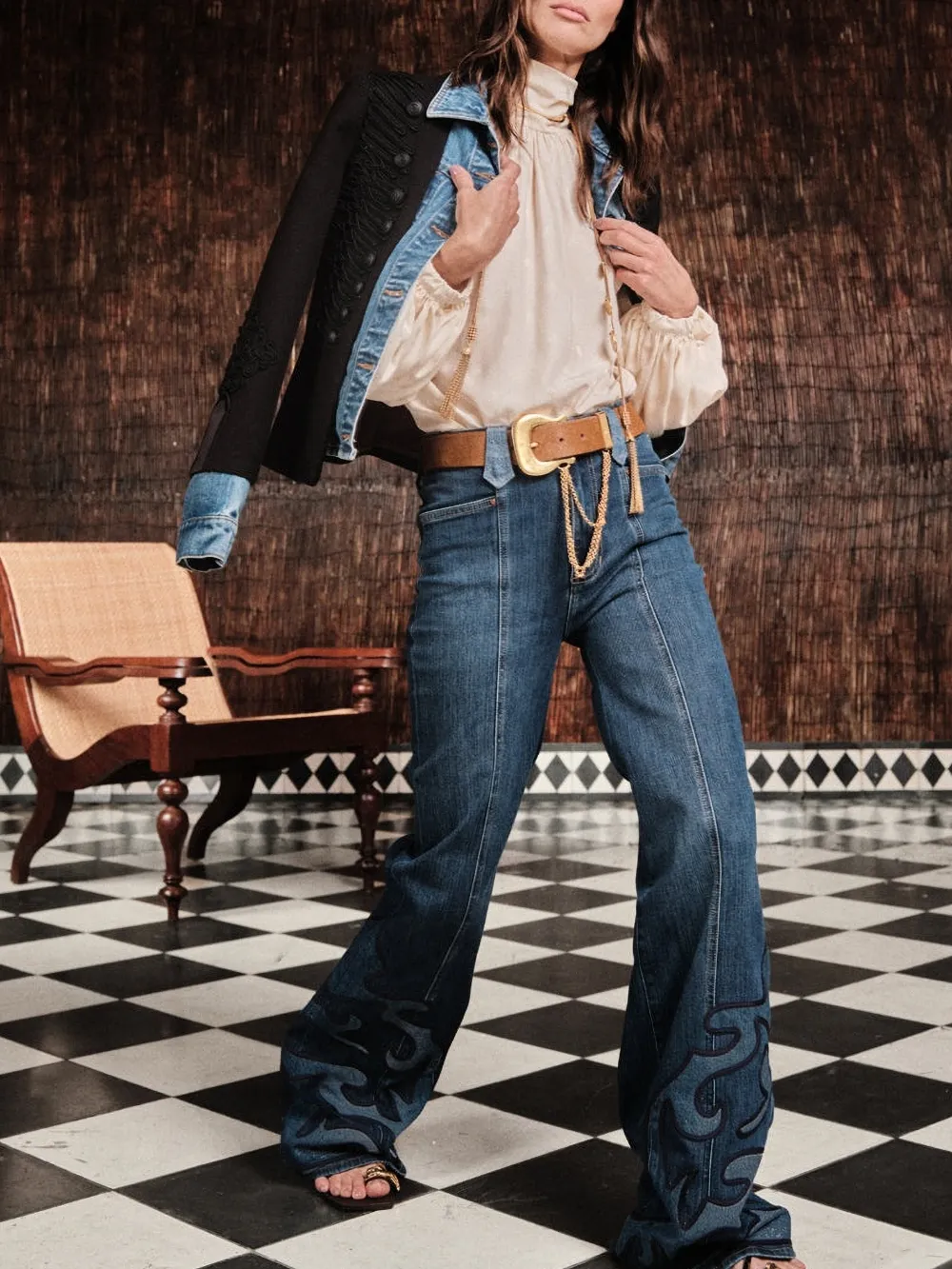 Johanna Ortiz Flying Sky tie-neck top Beige