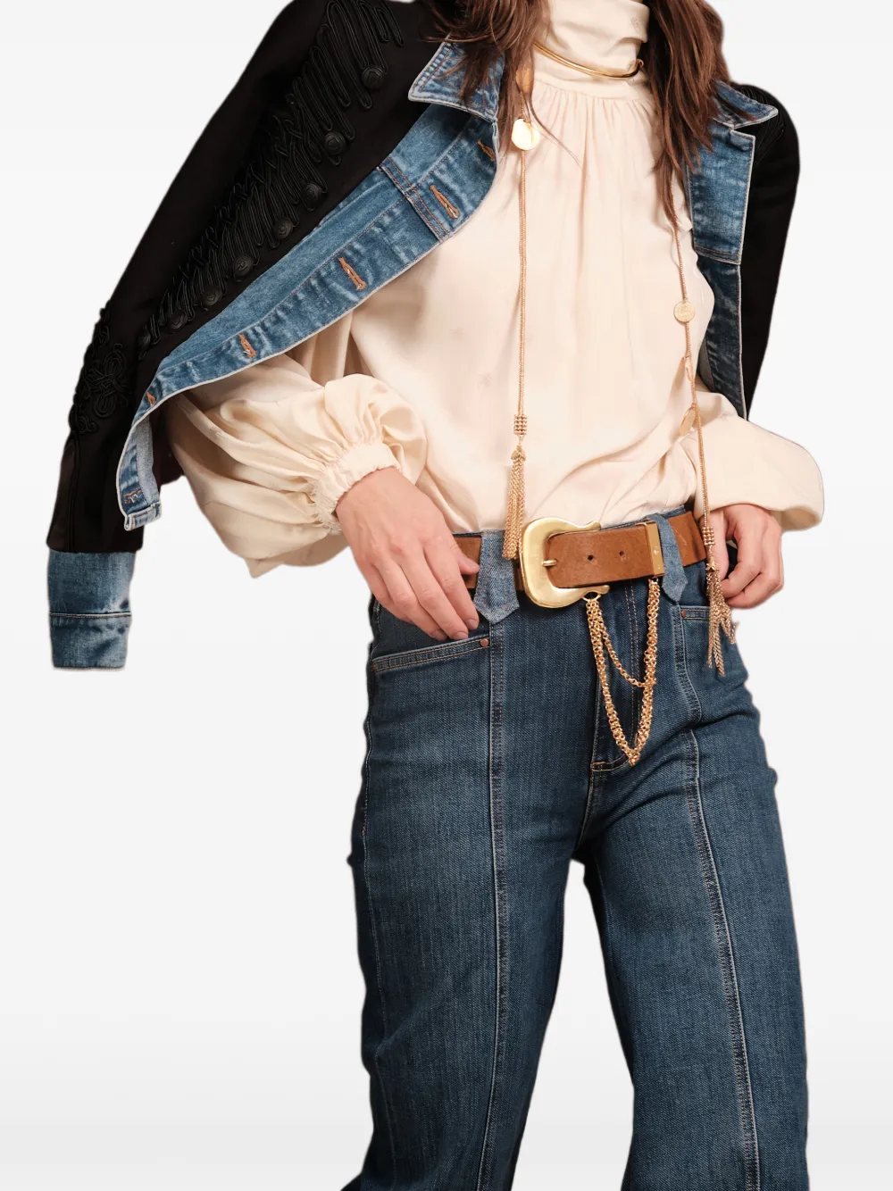 Johanna Ortiz Flying Sky tie-neck top Beige