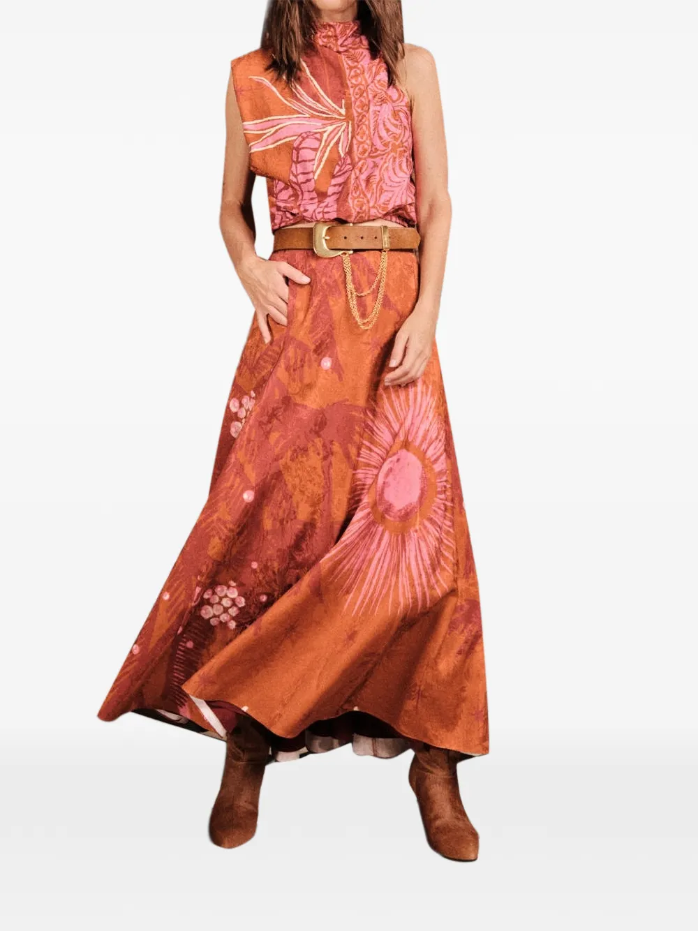 Johanna Ortiz Encanto De Isla printed jacquard skirt - Bruin