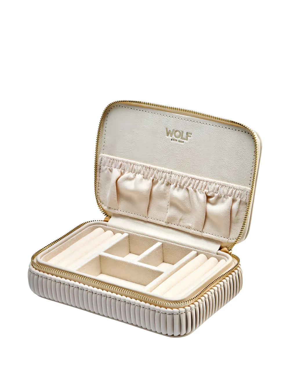 WOLF Bella zipped jewellery box (4cm x 10cm) | Decorative Boxes | Image 2