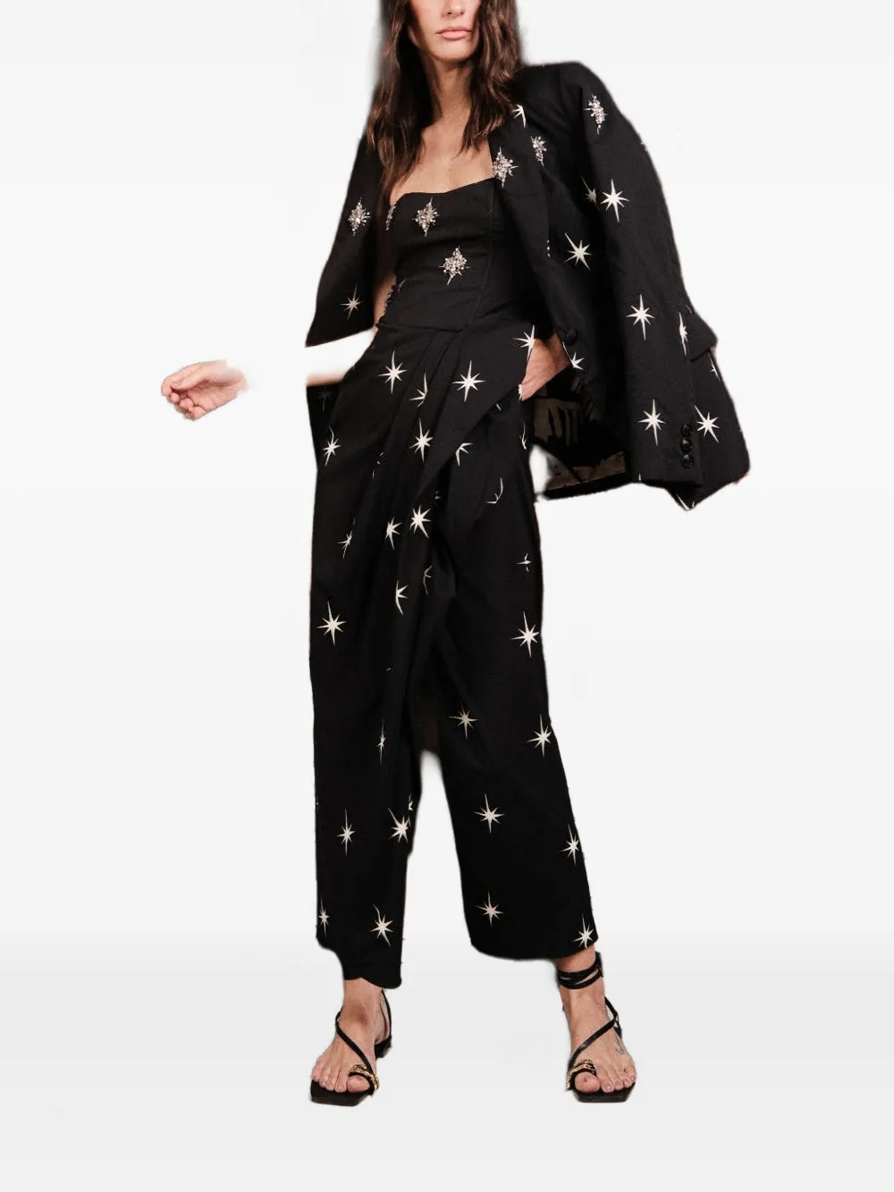 Johanna Ortiz Ethereal star-print strapless dress Zwart