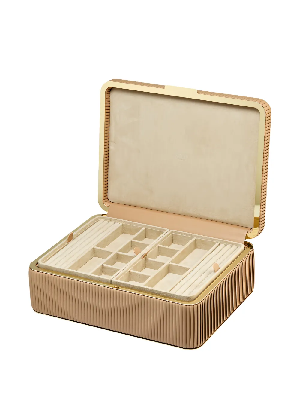 WOLF large Bella ribbed jewellery box (11cm x 24cm) | Neutrals | Image 1