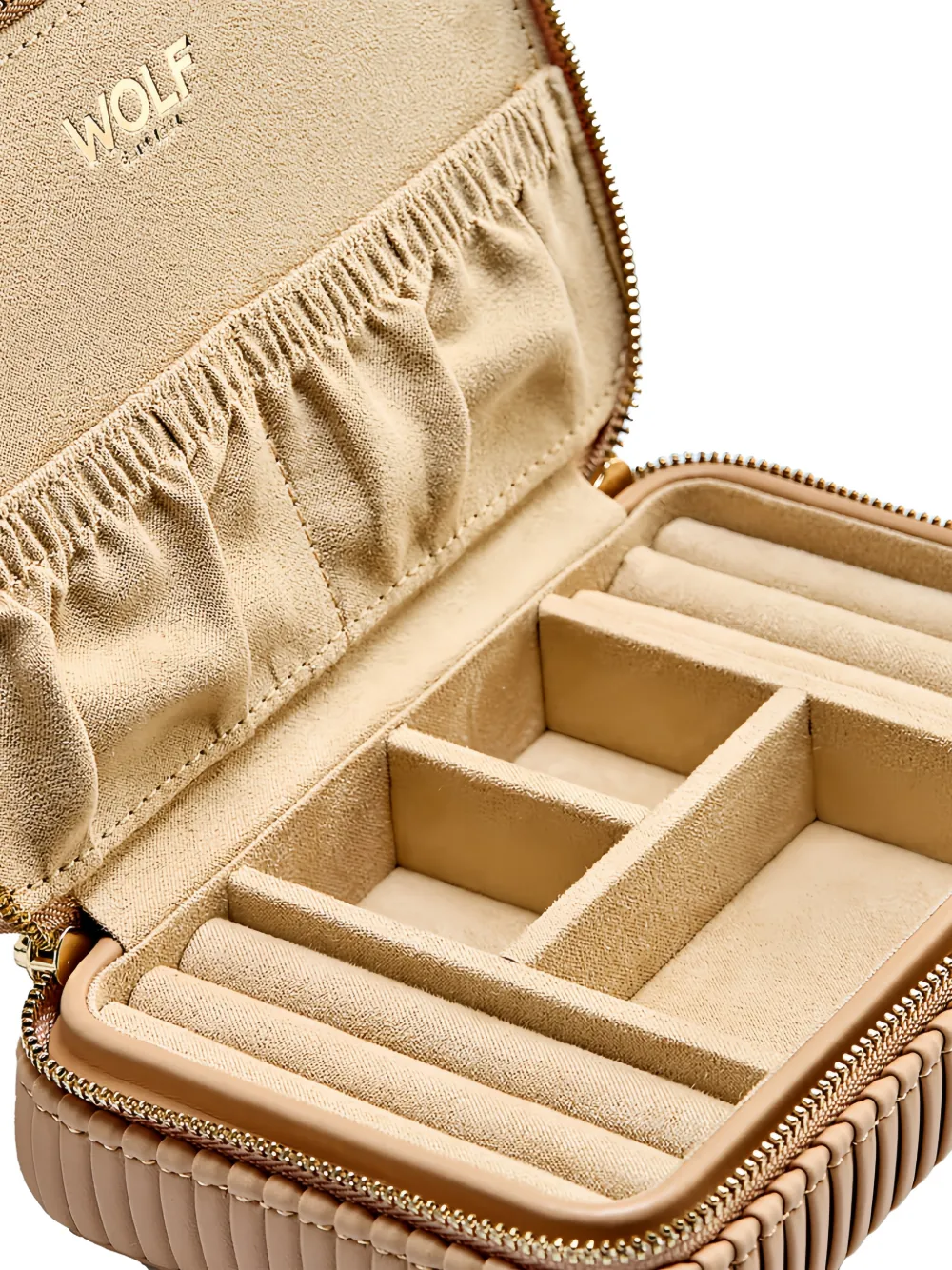  Wolf Bella Zipped Jewellery Box (4.4cm X 10.2cm) - Neutrals 