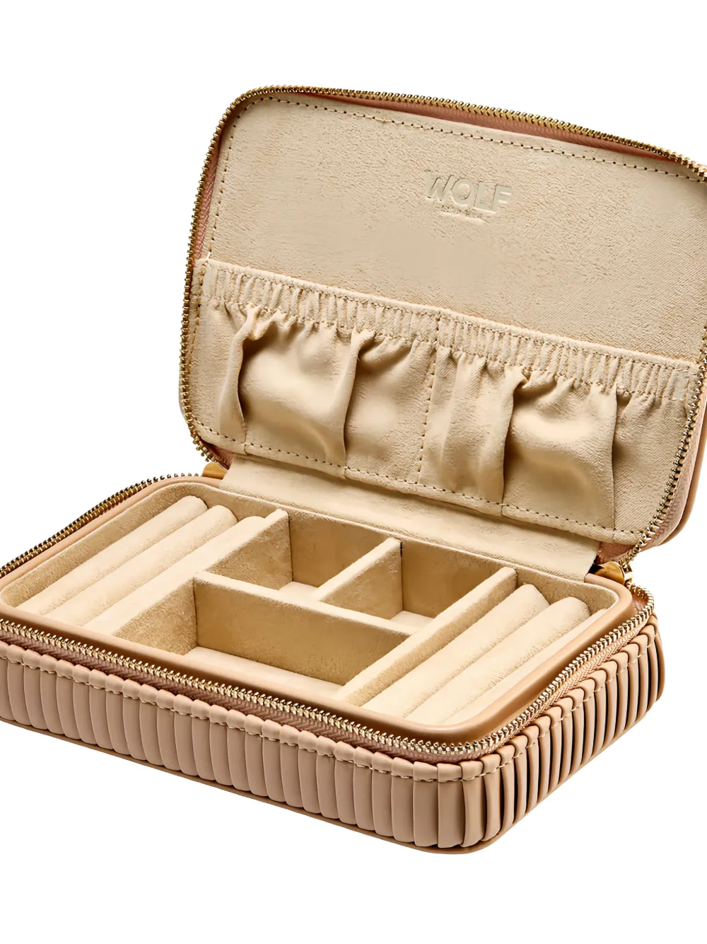 WOLF Bella zipped jewellery box (4.4cm x 10.2cm) | Decorative Boxes | Image 2