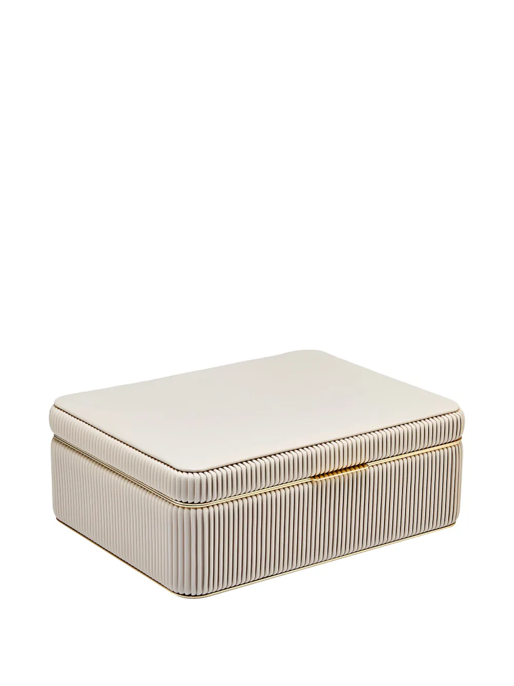 Wolf Large Bella Ribbed Jewellery Box (11cm X 24cm) In Neutral