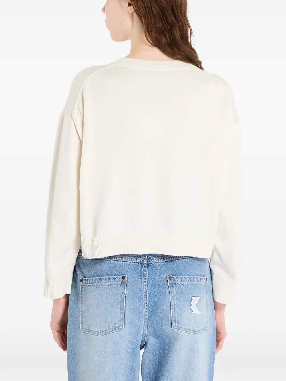 Calvin Klein Long-sleeve Cotton Sweater In White