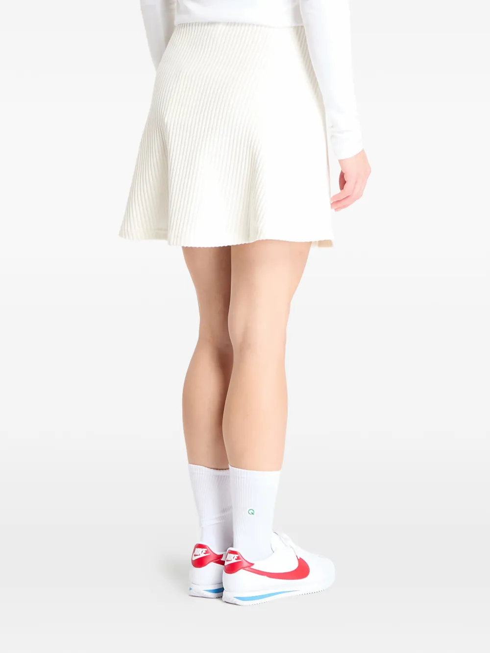 Nike Ribbed-knit Mini Skirt In White