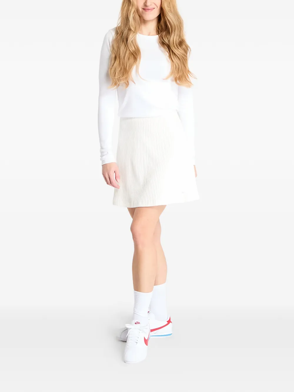 Nike Ribbed-knit Mini Skirt In White