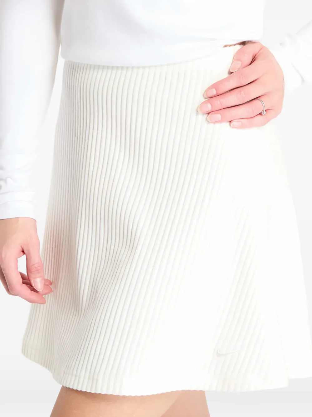 Nike Ribbed-knit Mini Skirt In White