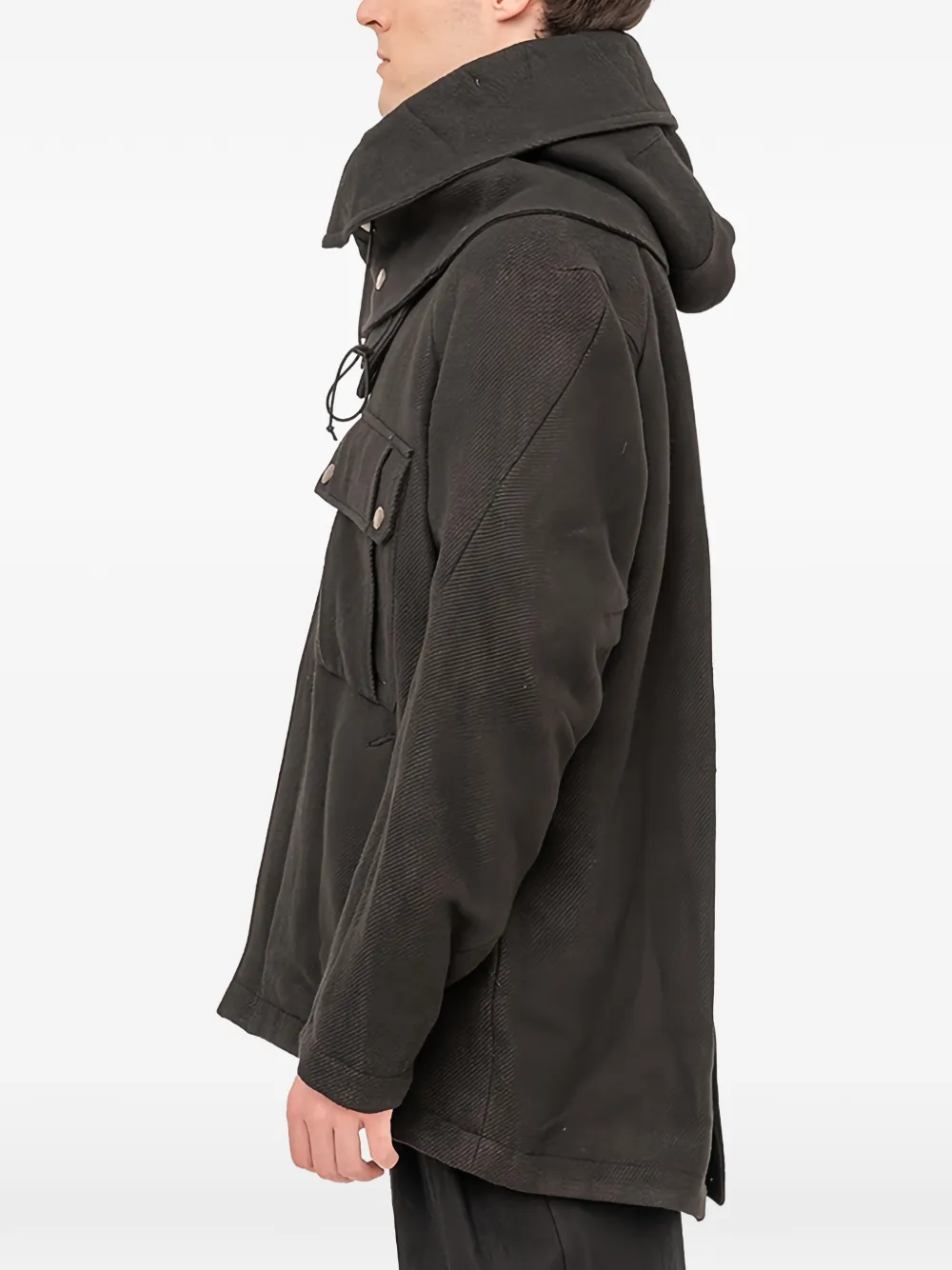 Devoa Hooded Pocketed Parka In Gray