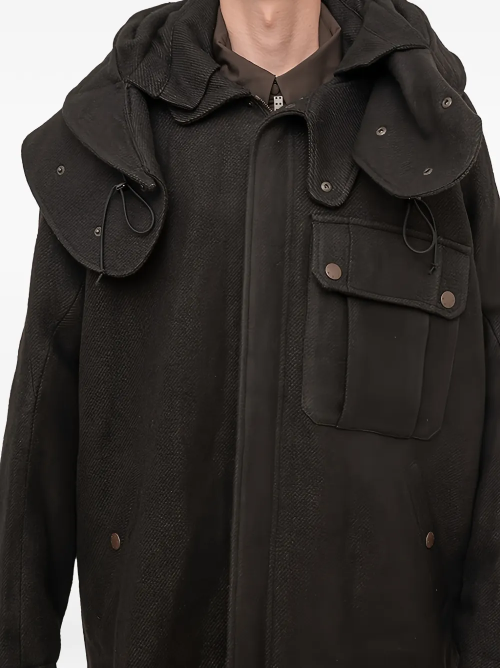 Devoa Hooded Pocketed Parka In Gray