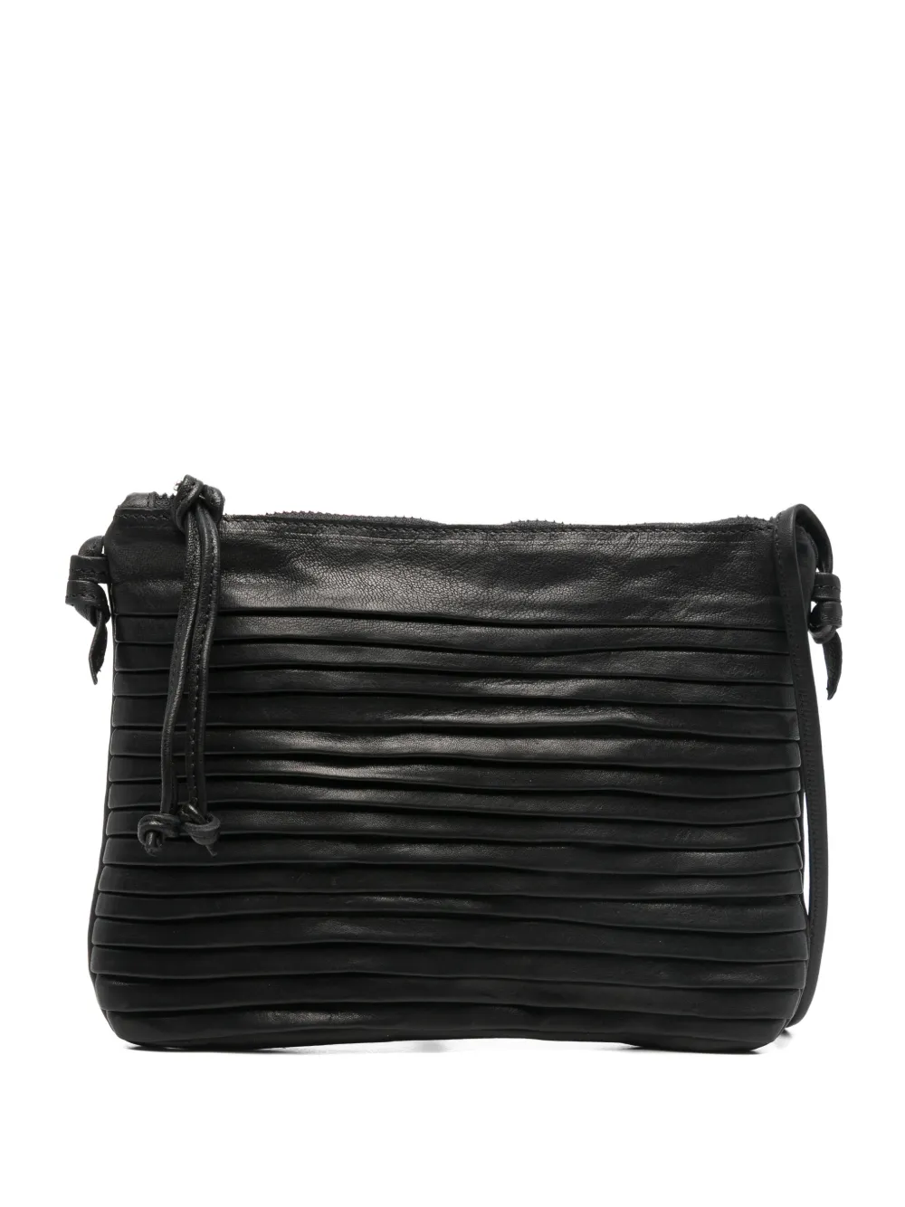 Sommet Pleated Lambskin Satchel In Black