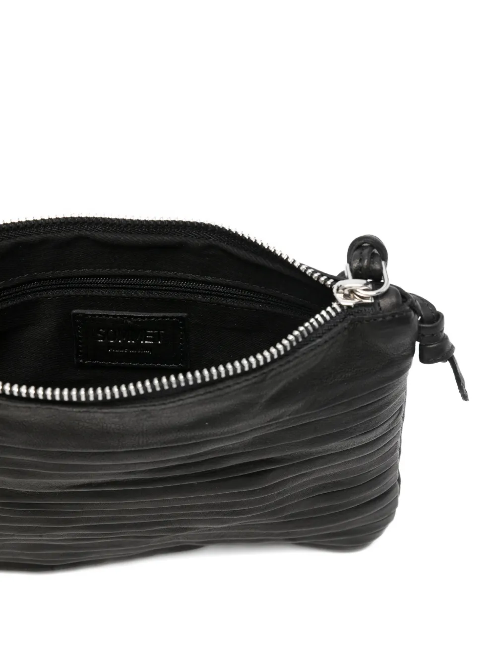 Sommet Pleated Lambskin Satchel In Black