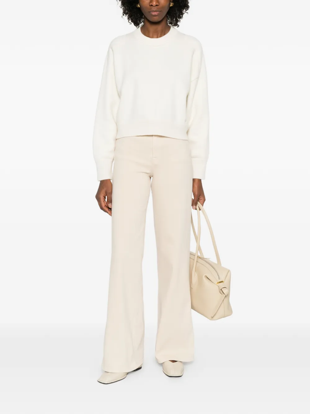 LouLou de Saison Trui met geribbelde afwerking Beige