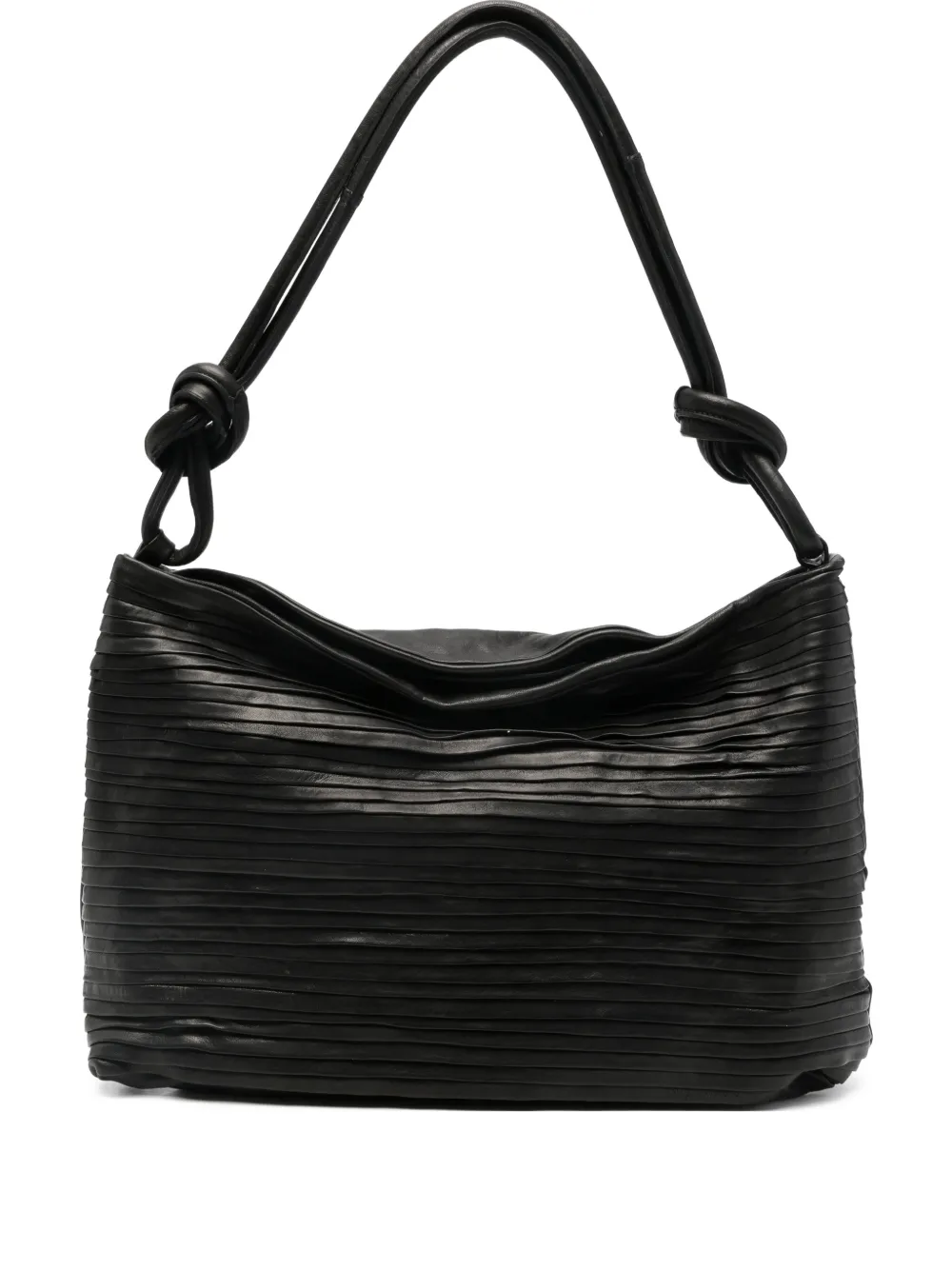 SOMMET knotted pleated shoulder bag - Nero