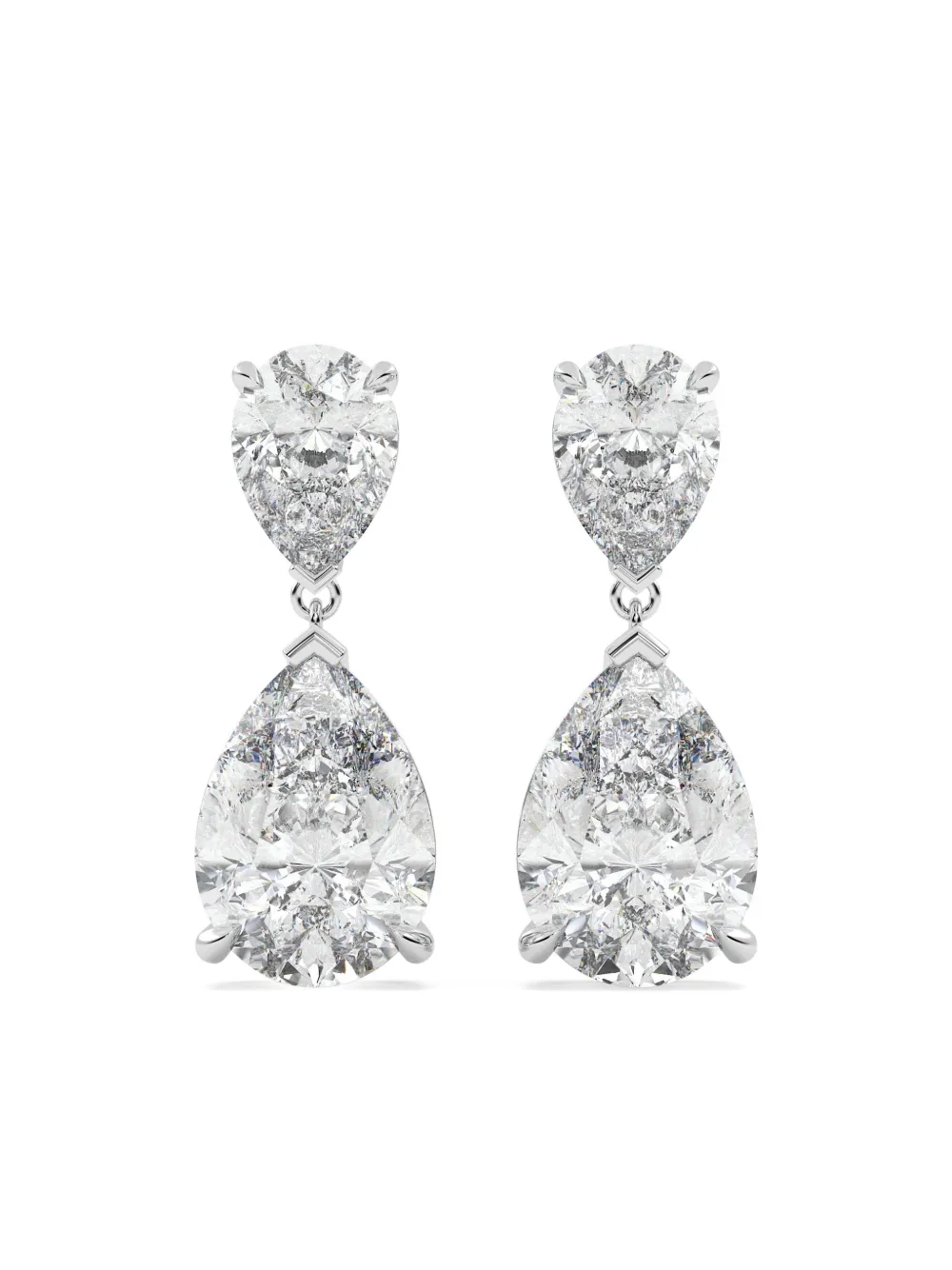 Tilla 14kt White Gold Pear Dangling Earrings In Silver