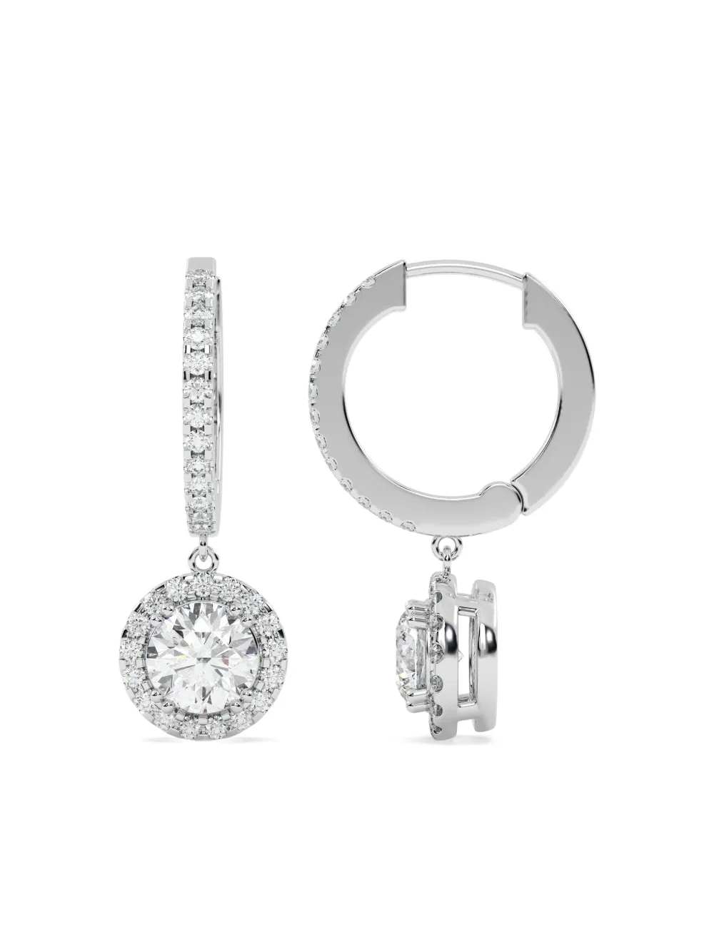 Tilla 14k White Gold Diamond Round Earrings In Metallic