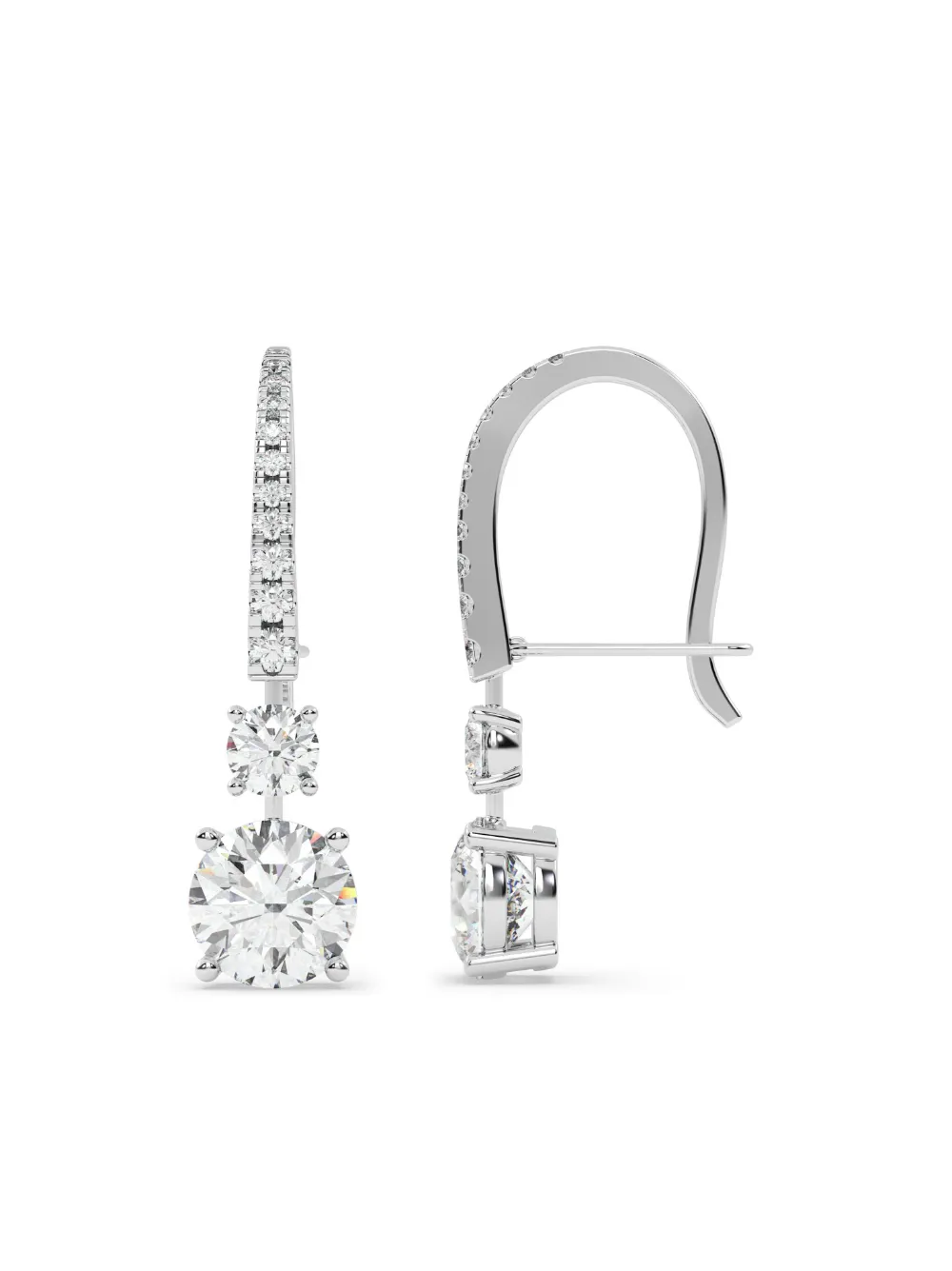 Tilla 14kt White Gold Lab Grown Diamond Dangling Earrings In Metallic