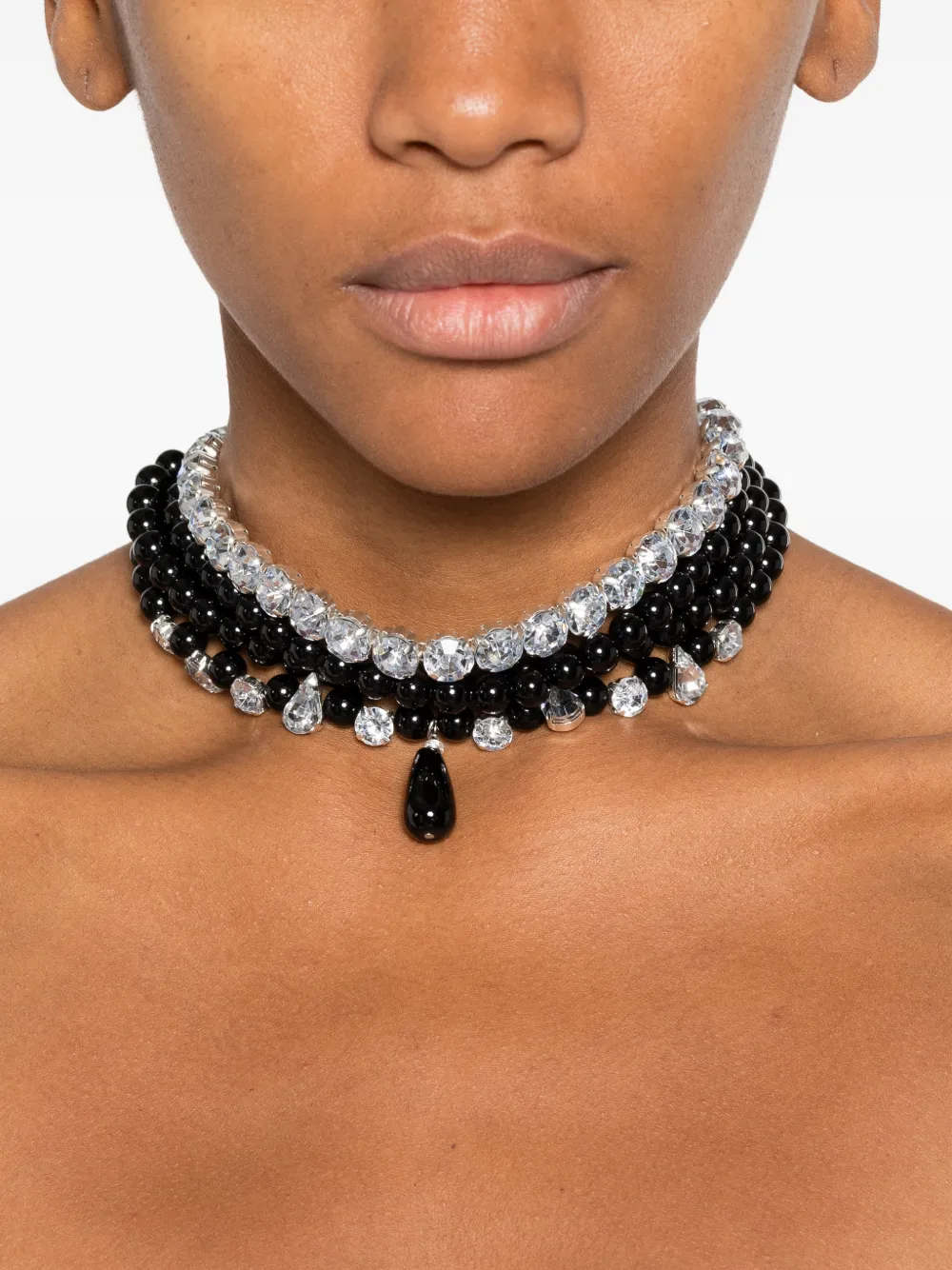 Atu Body Couture Beaded Crystal Necklace In Black