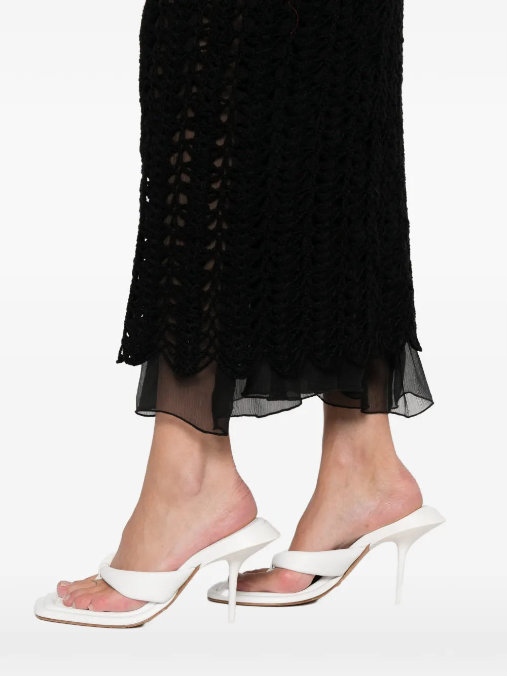 Atu Body Couture Crochet Trim Midi Skirt In Black