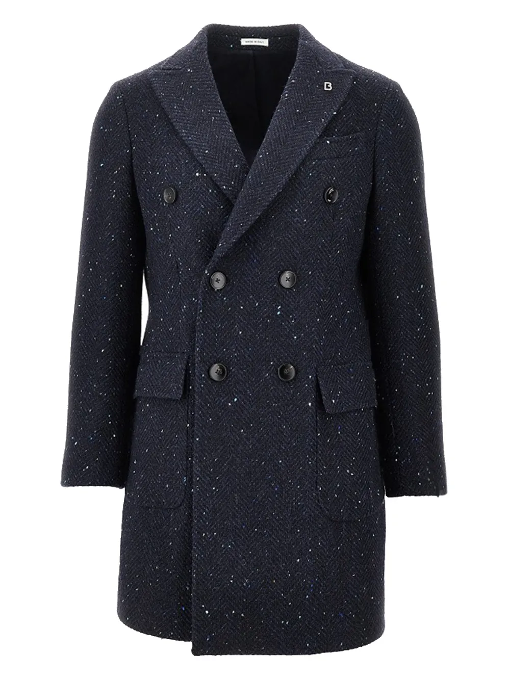 BRERAS MILANO speckled double-breasted coat - Blu